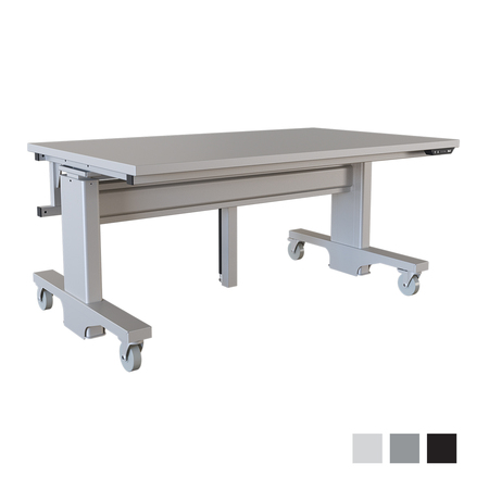 BOSTONTEC Electric Height Adjust Workbench, 36"d X 60"w, 500 lb cap, Laminate Top, w/Casters, Gray PB3660-FD36G-3M3660 - G